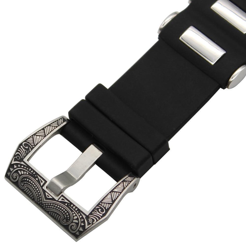 Apple Apple Watch Series 5 4 3 2 Band, Silicone Rubber Steel Tang Buckle Band Wrist Strap Sports Bracelet Black 38mm, 42mm