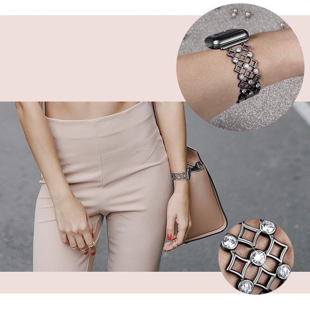 Apple Apple Watch Series 5 4 3 2 Band, Stainless Steel, Diamond crystal Bling iWatch Strap fits 38mm, 40mm, 42mm, 44mm