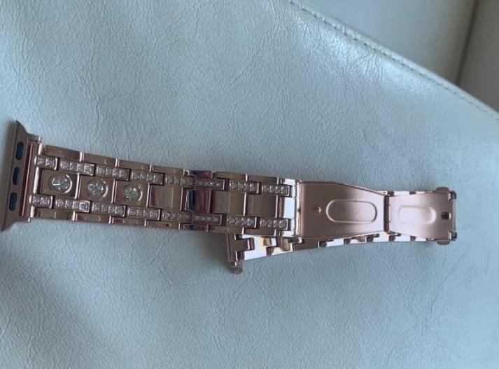 Apple Apple Watch Series 5 4 3 2 Band, Stainless Steel Strap Women Rhinestone round Diamonds cz Bracelet for iWatch Band  38mm, 42mm, 40mm, 44mm