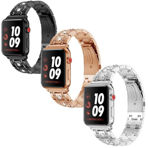 Apple Apple Watch Series 5 4 3 2 Band, Stainless Steel Strap Women Rhinestone round Diamonds cz Bracelet for iWatch Band  38mm, 42mm, 40mm, 44mm