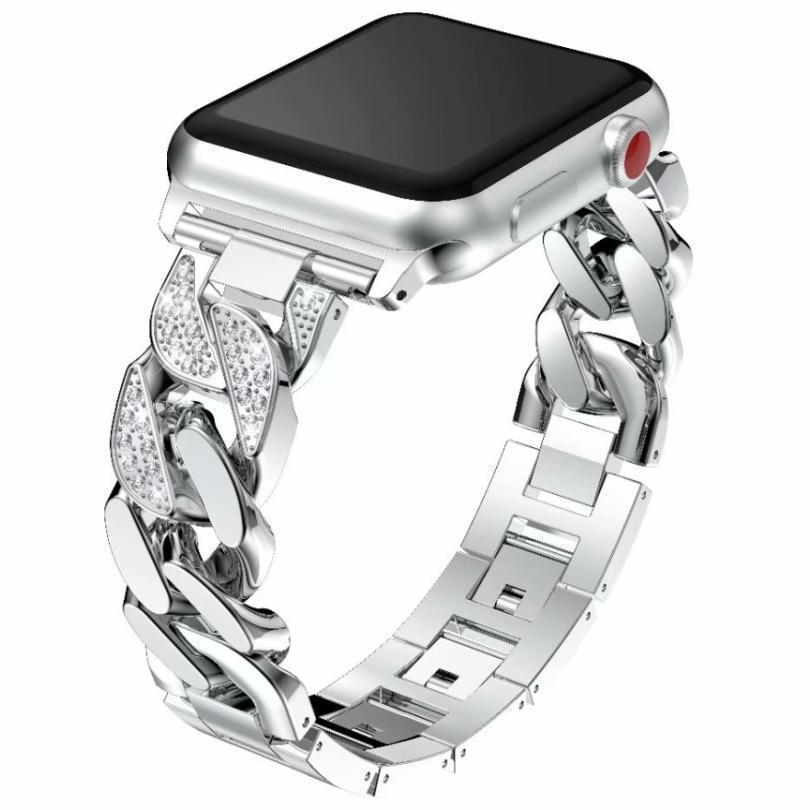 Apple Apple Watch Series 5 4 3 2 Band, Women Ladies Watch Bracelet, Fashionable Diamond Cowboy Chains Strap Metal Link 38mm, 40mm, 42mm, 44mm