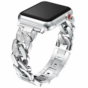 Apple Apple Watch Series 5 4 3 2 Band, Women Ladies Watch Bracelet, Fashionable Diamond Cowboy Chains Strap Metal Link 38mm, 40mm, 42mm, 44mm