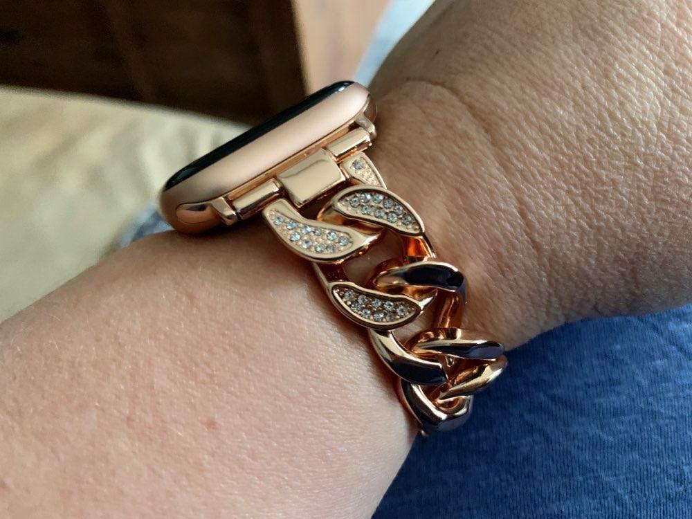 Apple Apple Watch Series 5 4 3 2 Band, Women Ladies Watch Bracelet, Fashionable Diamond Cowboy Chains Strap Metal Link 38mm, 40mm, 42mm, 44mm