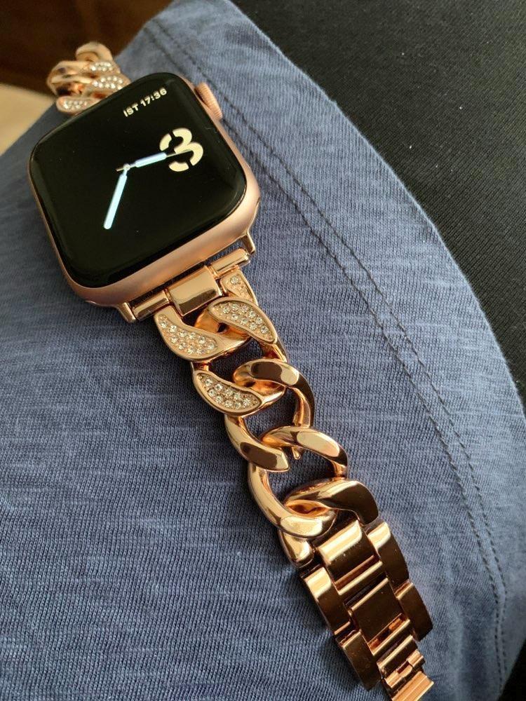 Apple Apple Watch Series 5 4 3 2 Band, Women Ladies Watch Bracelet, Fashionable Diamond Cowboy Chains Strap Metal Link 38mm, 40mm, 42mm, 44mm