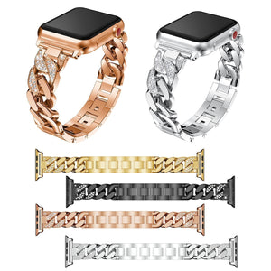 Apple Apple Watch Series 5 4 3 2 Band, Women Ladies Watch Bracelet, Fashionable Diamond Cowboy Chains Strap Metal Link 38mm, 40mm, 42mm, 44mm