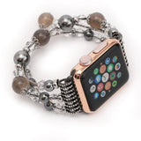 Apple Apple Watch Series 5 4 3  Band, Agate Beads Pearl Bracelet stretch Strap, iWatch Women Watchband Adapters 38mm, 40mm, 42mm, 44mm