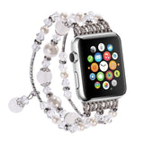 Apple Apple Watch Series 5 4 3  Band, Agate Beads Pearl Bracelet stretch Strap, iWatch Women Watchband Adapters 38mm, 40mm, 42mm, 44mm