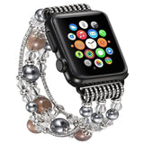 Apple Apple Watch Series 5 4 3  Band, Agate Beads Pearl Bracelet stretch Strap, iWatch Women Watchband Adapters 38mm, 40mm, 42mm, 44mm