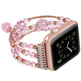 Apple Apple Watch Series 5 4 3  Band, Agate Beads Pearl Bracelet stretch Strap, iWatch Women Watchband Adapters 38mm, 40mm, 42mm, 44mm