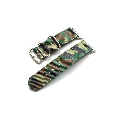 Apple Army green Silver / 38mm Apple Watch Series 5 4 3 2 Band, Camouflage Sport Style Military Tactical Watchband, Men's Nylon Strap 38mm, 40mm, 42mm, 44mm