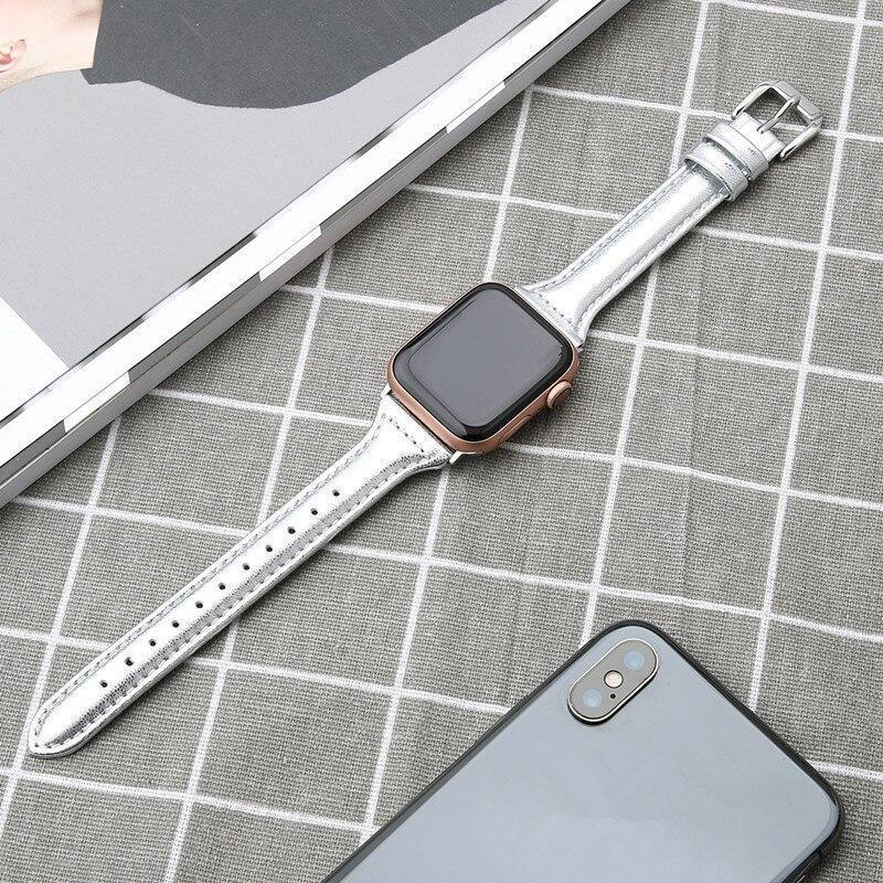 Apple Band for Apple Watch Leather Bnad 38mm 42mm 40mm 44mm Rose Gold Silver Strap For Apple Watch Bracelet Series 4 3 2 1 For Women