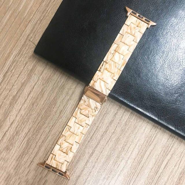 Apple Beige / 40mm Apple Watch Series 5 4 3 2 Band, Resin Watcband Ceramic Clock Belt 38mm, 40mm, 42mm, 44mm