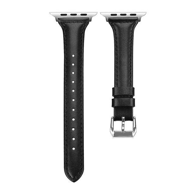 Apple black / 38-mm Band for Apple Watch Leather Bnad 38mm 42mm 40mm 44mm Rose Gold Silver Strap For Apple Watch Bracelet Series 4 3 2 1 For Women
