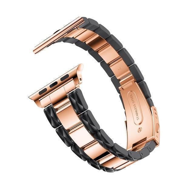 Apple Black / 38mm / 40mm Apple Watch Series 5 4 3 2 Band, Cellulose Acetate Made Strap for iWatch 38mm, with Metal Links Bracelet Smart Wristband