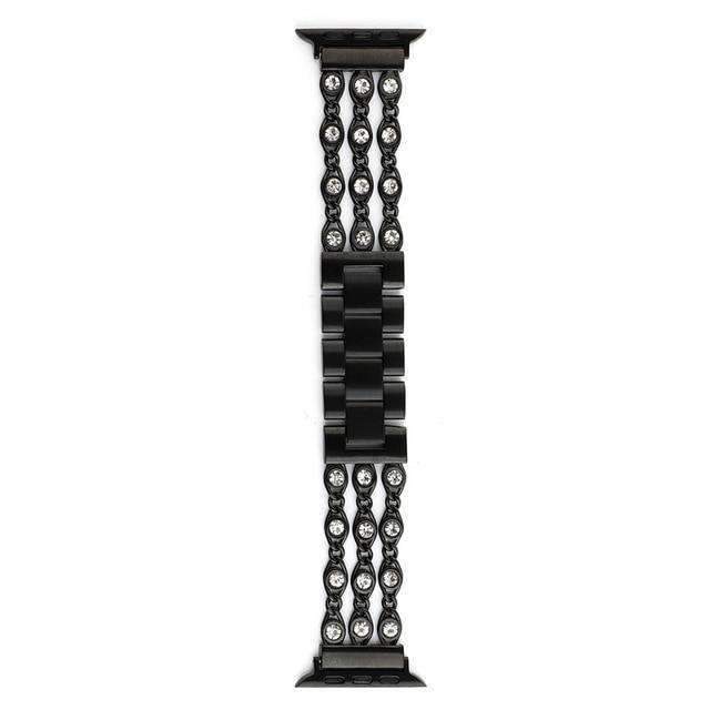 Apple Black / 38MM Apple Watch band, Bling Crystal Rhinestone Diamond Stainless Steel Link Bracelet Strap, Series 1 2 3 4 iwatch  44mm/ 40mm/ 42mm/ 38mm