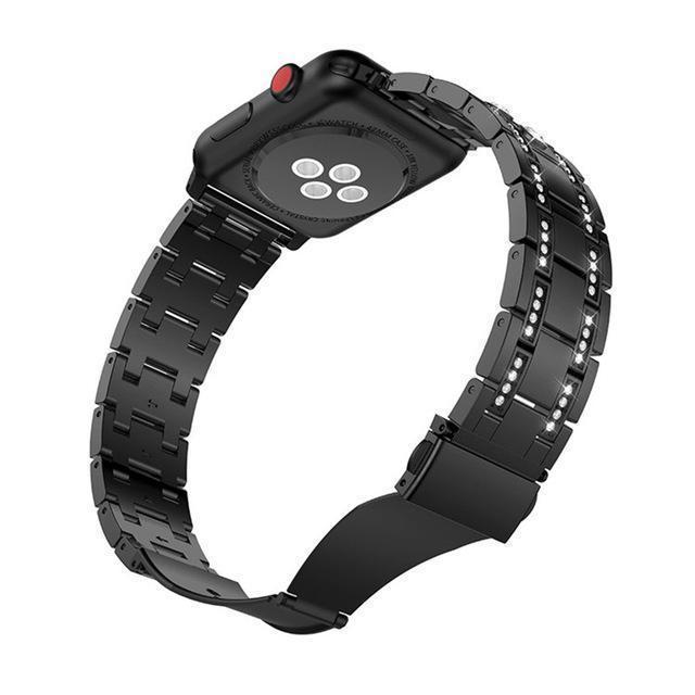 Apple black / 38mm Apple Watch Series 5 4 3 2 Band, Stainless Steel Strap Women Rhinestone round Diamonds cz Bracelet for iWatch Band  38mm, 42mm, 40mm, 44mm