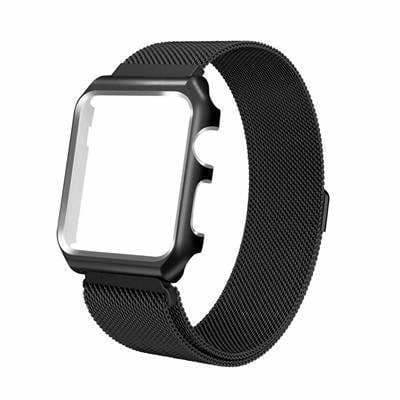 Apple black / 38mm band case Apple Watch band Milanese mesh magnetic Loop stainless steel metal Strap & Watch Case bundle  42mm 44mm iwatch 4/3/2/1 38mm 40 mm Bracelet Watchband - USA Fast Shipping