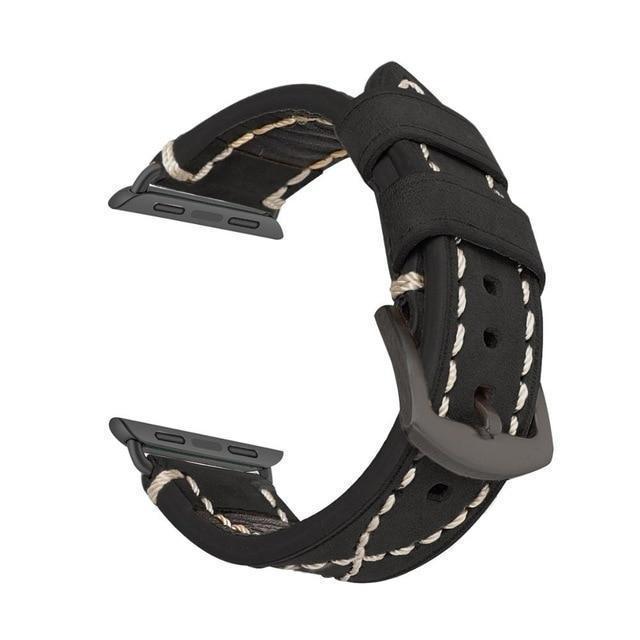 Apple Black / 44mm Apple Watch Band handmade Cowboy Calf Leather Watch  38mm 40mm 42mm 44mm Series 4 3 2 iWatch strap