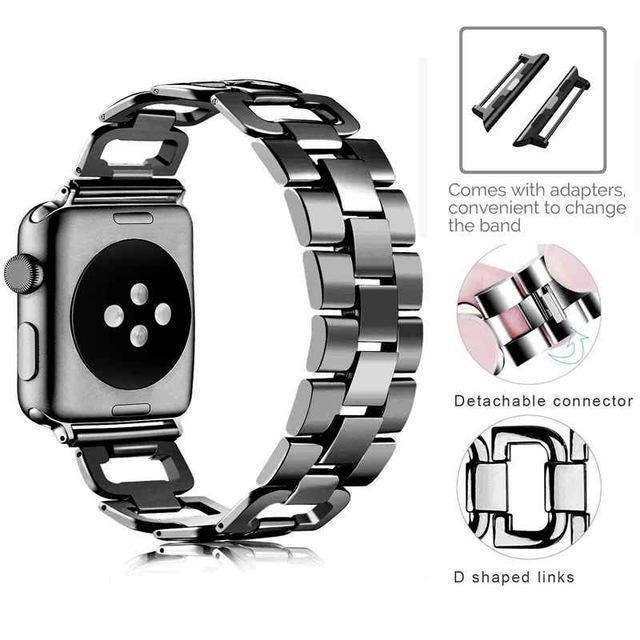 Apple Black / For 38mm and 40mm Apple Watch Series 5 4 3 2 Band, Upgarded Strap Metal Replacement Wristband Sport Strap for Nike+ 38mm, 40mm, 42mm, 44mm
