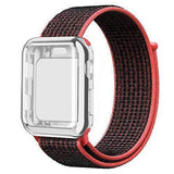 Apple black-red / 38mm Nylon Sport Loop band with case For Apple Watch 38mm 42mm 40mm 44mm screen protector iWatch series 4 3 2 1 sport bracelet strap