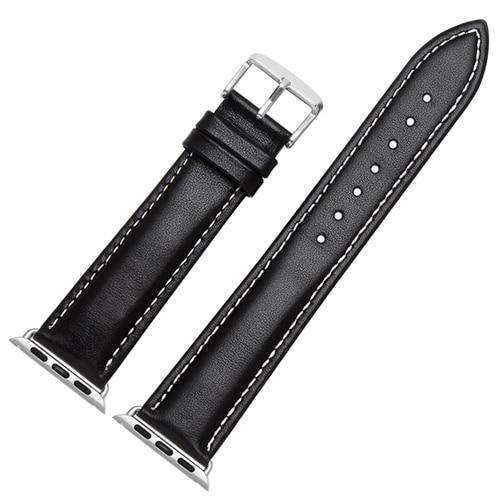 Apple Black White / 38mm / 40mm silver adapter Apple Watch Series 5 4 3 2 Band, High Quality Genuine Leather Watchbands Black Brown Soft Sow Leather Strap 38mm, 40mm, 42mm, 44mm