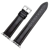 Apple Black White / 38mm / 40mm silver adapter Apple Watch Series 5 4 3 2 Band, High Quality Genuine Leather Watchbands Black Brown Soft Sow Leather Strap 38mm, 40mm, 42mm, 44mm