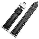 Apple Black White B / 38mm / 40mm silver adapter Apple Watch Series 5 4 3 2 Band, High Quality Genuine Leather Watchbands Black Brown Soft Sow Leather Strap 38mm, 40mm, 42mm, 44mm