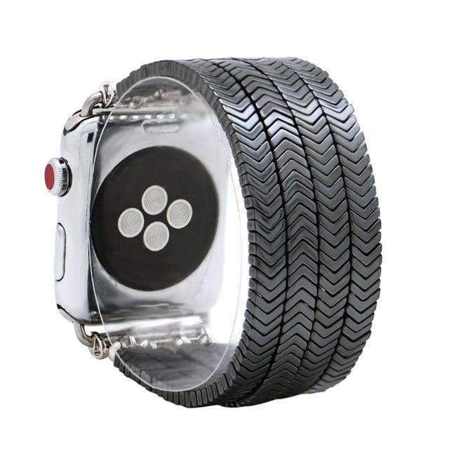 Apple Black with Arrow / 38mm Hematite Beads Apple Watch Strap V Shape Watchband For iWatch Men Women  44mm/ 40mm/ 42mm/ 38mm Elastic Bracelet Replacement Wrist Band