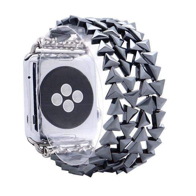 Apple Black with Triangle / 38mm Hematite Beads Apple Watch Strap V Shape Watchband For iWatch Men Women  44mm/ 40mm/ 42mm/ 38mm Elastic Bracelet Replacement Wrist Band
