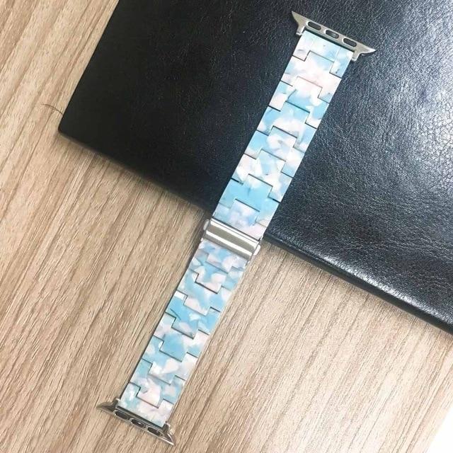 Apple Blue / 40mm Apple Watch Series 5 4 3 2 Band, Resin Watcband Ceramic Clock Belt 38mm, 40mm, 42mm, 44mm