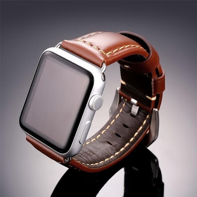 Apple brown / 38mm and 40mm Faux Leather watchbands strap for apple watch band 40mm 44mm 42mm 38mm for iWatch series 1 2 3 4 bracelet