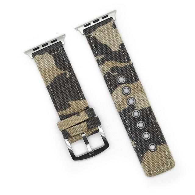 Apple Brown / 38mm Apple Watch Series 5 4 3 2 Band, Camouflage Wrist Belt Canvas Band Strap for Men 38mm, 40mm, 42mm, 44mm