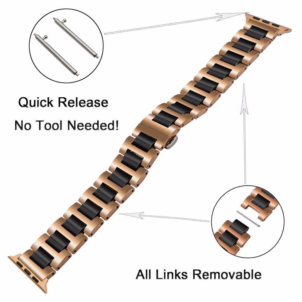 Apple Ceramic + Stainless Steel Watchband for iWatch Apple Watch 38mm 40mm 42mm 44mm Series 1 2 3 4 Band Wrist Strap Bracelet