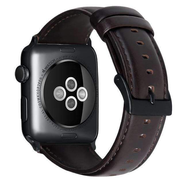 Apple Coffee / for 38mm size Apple watch band mens Genuine Leather Wax Oil Skin band bracelet for Apple Watch Series 1 2 3 4 Watchband Replacement Strap Men 44mm/ 40mm/ 42mm/ 38mm