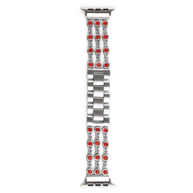 Apple Crimson / 38MM Apple Watch band, Bling Crystal Rhinestone Diamond Stainless Steel Link Bracelet Strap, Series 1 2 3 4 iwatch  44mm/ 40mm/ 42mm/ 38mm