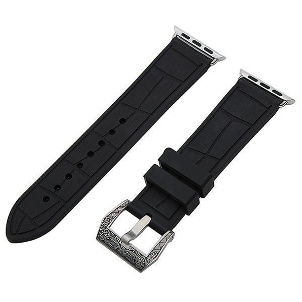 Apple Croco Pattern Carved / 38mm Apple Watch Series 5 4 3 2 Band, Silicone Rubber Steel Tang Buckle Band Wrist Strap Sports Bracelet Black 38mm, 42mm