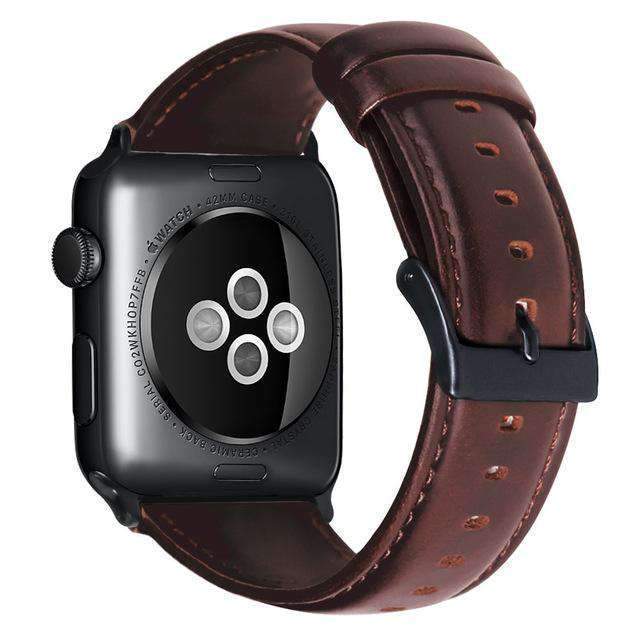 Apple Dark Brown / for 38mm size Apple watch band mens Genuine Leather Wax Oil Skin band bracelet for Apple Watch Series 1 2 3 4 Watchband Replacement Strap Men 44mm/ 40mm/ 42mm/ 38mm