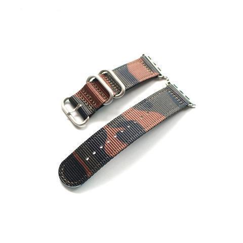 Apple Dark green Silver / 38mm Apple Watch Series 5 4 3 2 Band, Camouflage Sport Style Military Tactical Watchband, Men's Nylon Strap 38mm, 40mm, 42mm, 44mm