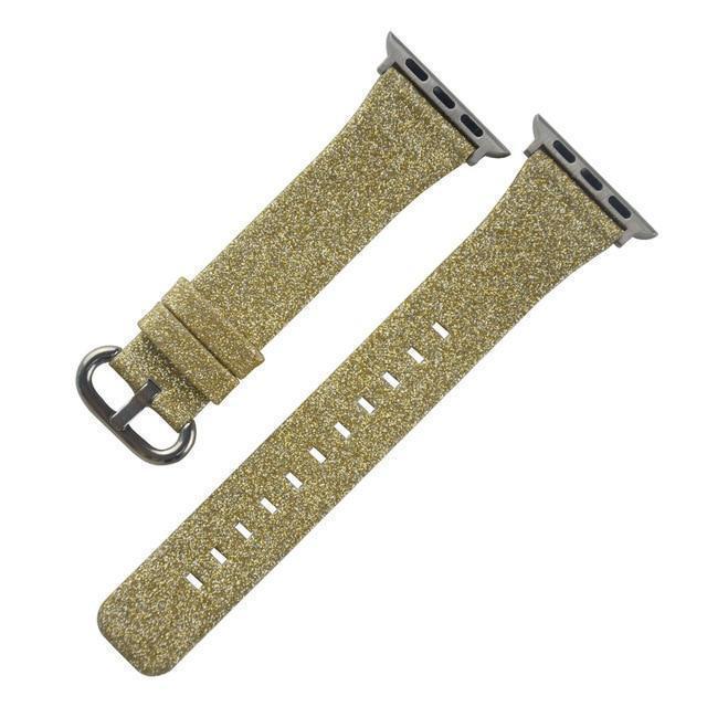 Apple Gold / 38mm Christmas Shiny Glitter Leather Bling Luxury Bracelet Strap for Apple Watch Band Series 4 3 2 1 for iwatch 40MM 44MM 38MM 42MM