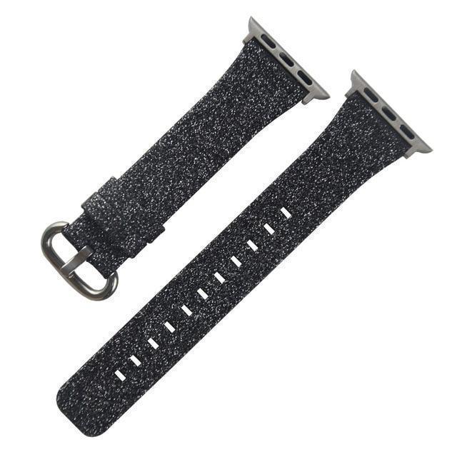 Apple Gray / 38mm Christmas Shiny Glitter Leather Bling Luxury Bracelet Strap for Apple Watch Band Series 4 3 2 1 for iwatch 40MM 44MM 38MM 42MM