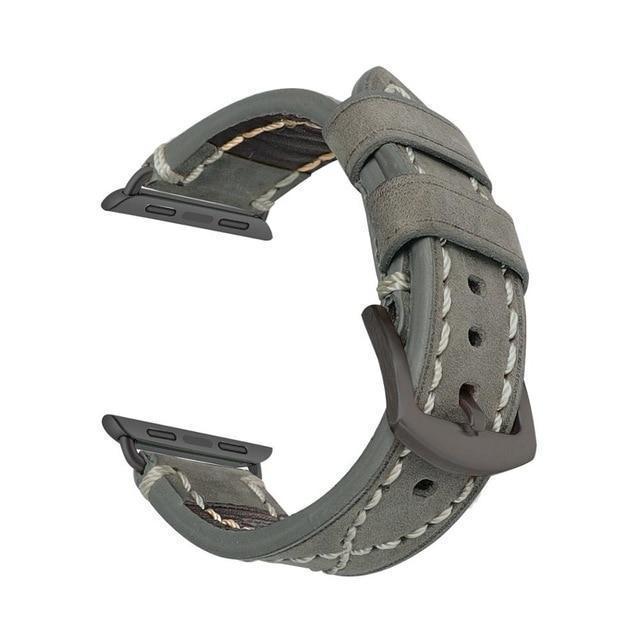 Apple Gray / 44mm Apple Watch Band handmade Cowboy Calf Leather Watch  38mm 40mm 42mm 44mm Series 4 3 2 iWatch strap