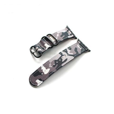 Apple Gray buckle / 38mm Apple Watch Series 5 4 3 2 Band, Camouflage Sport Style Military Tactical Watchband, Men's Nylon Strap 38mm, 40mm, 42mm, 44mm