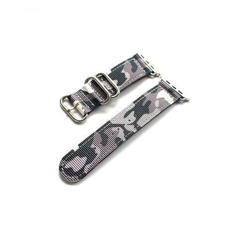 Apple Gray Silver / 38mm Apple Watch Series 5 4 3 2 Band, Camouflage Sport Style Military Tactical Watchband, Men's Nylon Strap 38mm, 40mm, 42mm, 44mm