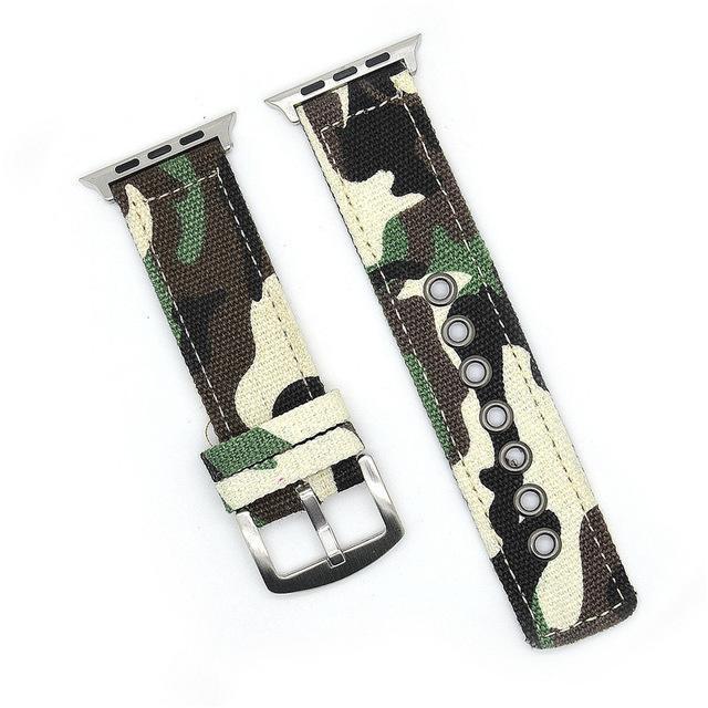 Apple Green / 38mm Apple Watch Series 5 4 3 2 Band, Camouflage Wrist Belt Canvas Band Strap for Men 38mm, 40mm, 42mm, 44mm