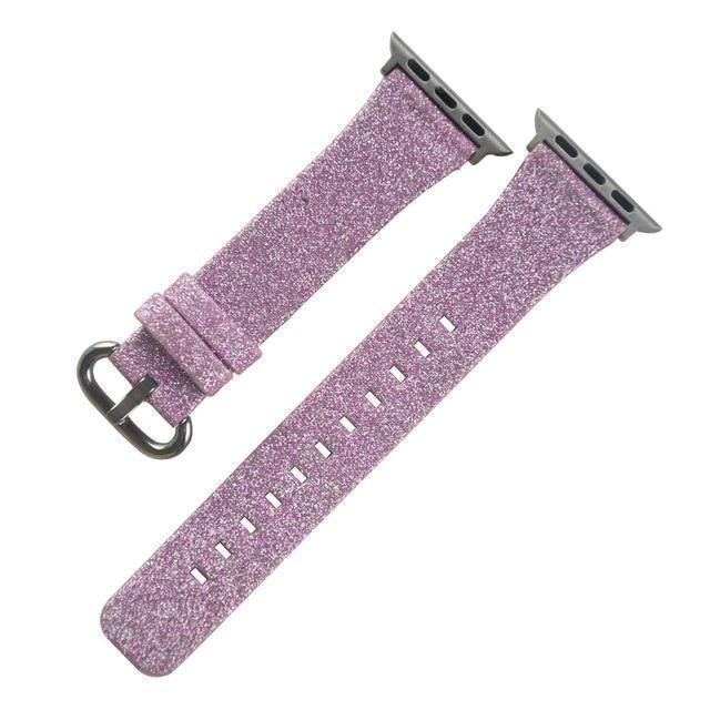 Apple Hot pink / 38mm Christmas Shiny Glitter Leather Bling Luxury Bracelet Strap for Apple Watch Band Series 4 3 2 1 for iwatch 40MM 44MM 38MM 42MM