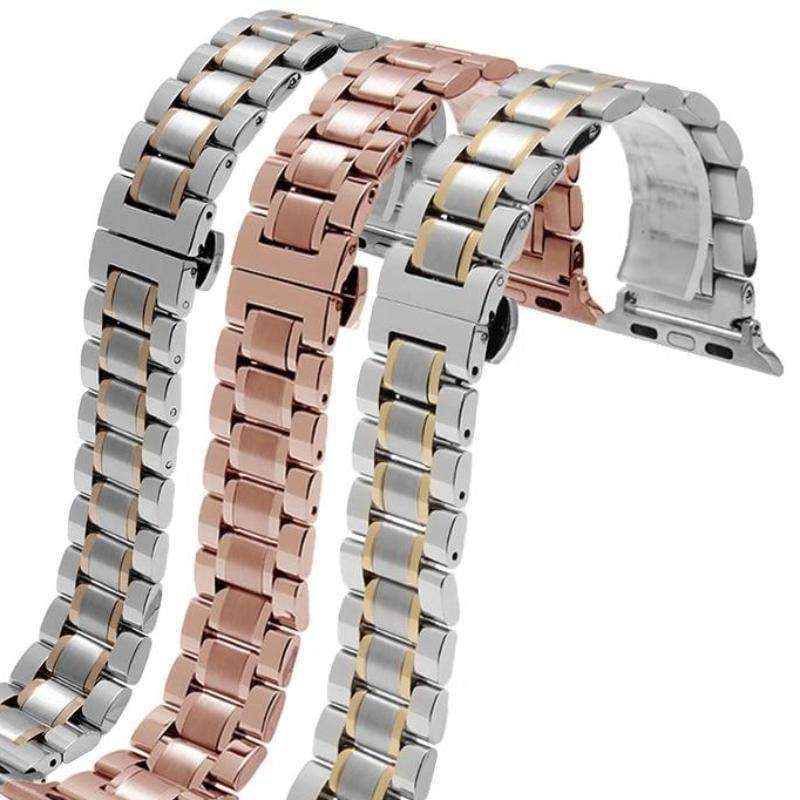 Apple Hot sell quality stainless steel watchbands black gold bracelet with adapter fit apple watch Series 1 2 3 4 44mm/ 40mm/ 42mm/ 38mm