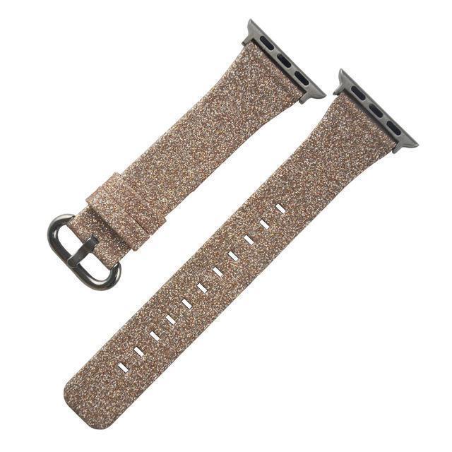 Apple Khaki / 38mm Christmas Shiny Glitter Leather Bling Luxury Bracelet Strap for Apple Watch Band Series 4 3 2 1 for iwatch 40MM 44MM 38MM 42MM