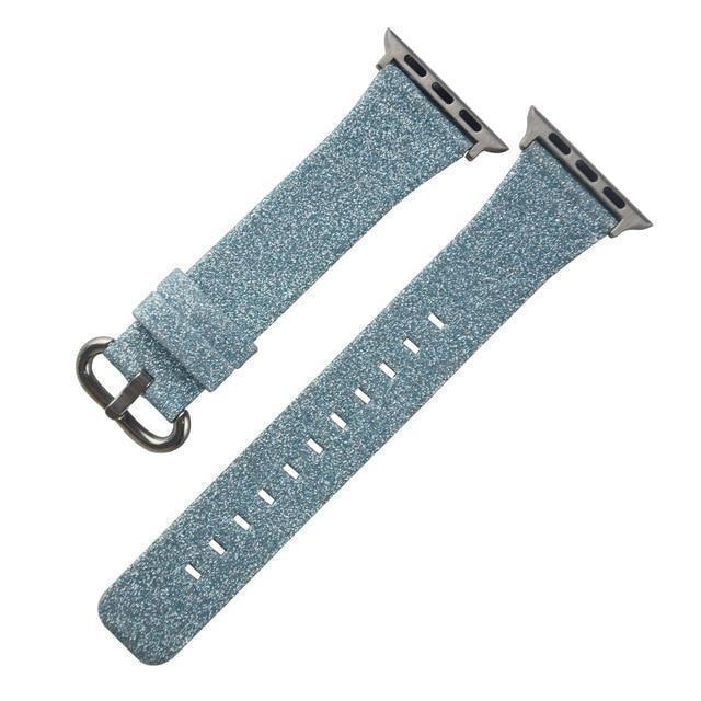 Apple Light Blue / 38mm Christmas Shiny Glitter Leather Bling Luxury Bracelet Strap for Apple Watch Band Series 4 3 2 1 for iwatch 40MM 44MM 38MM 42MM