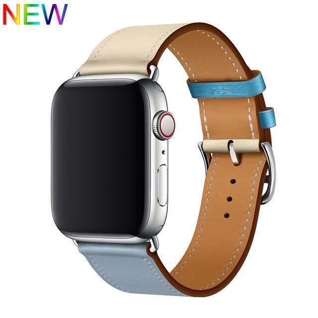 Apple Lin Craie Bleu / 38mmor 40mm Apple watch Leather Strap For  herm band 4 3 iwatch band 42mm 38mm 44mm 40mm  bracelet for apple watch 4, US Fast Shipping