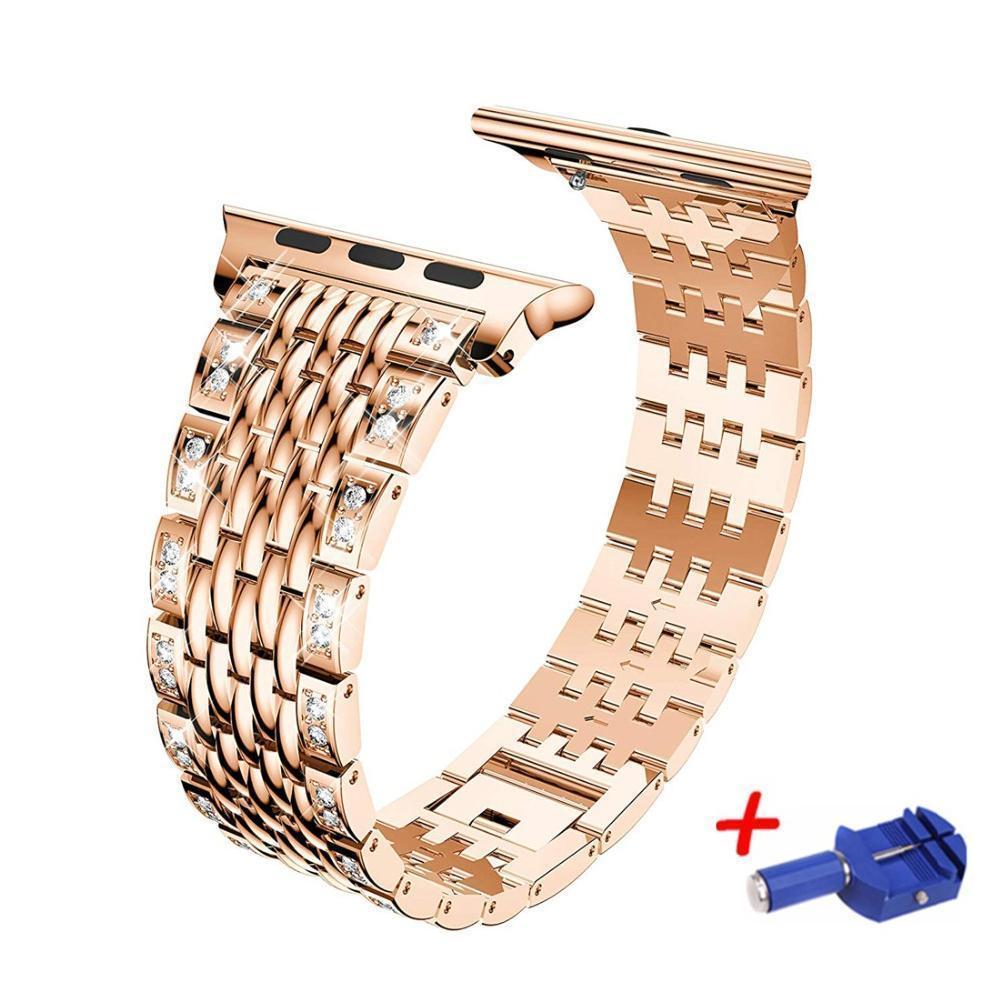 Apple Link bracelet strap For Apple watch band 42mm 38mm iwatch 4 band 44mm 40mm Diamond Stainless steel watchband Apple watch 4/3/2/1